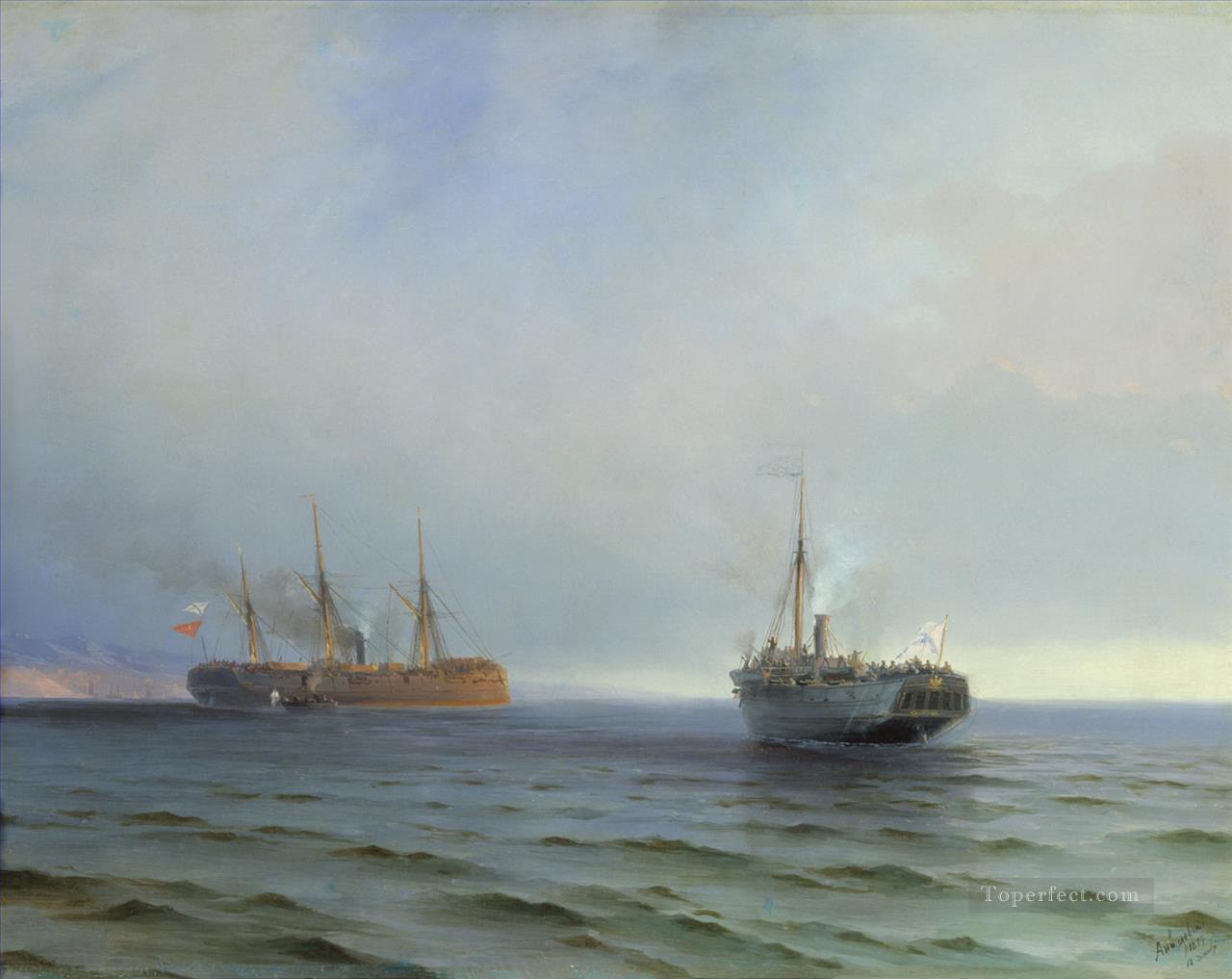 Ivan Aivazovsky the capture of turkish nave on black sea Seascape Oil Paintings